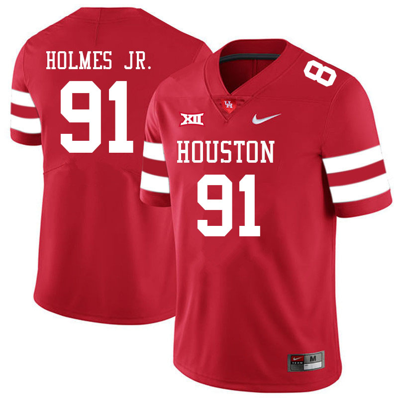 Men-Youth #91 Anthony Holmes Jr. Houston Cougars College Big 12 Conference Football Jerseys Sale-Red
